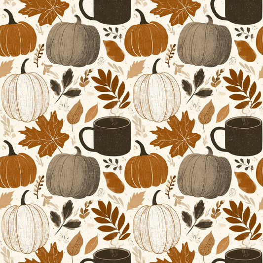 Rustic Pumpkin Patch Digital Seamless Pattern