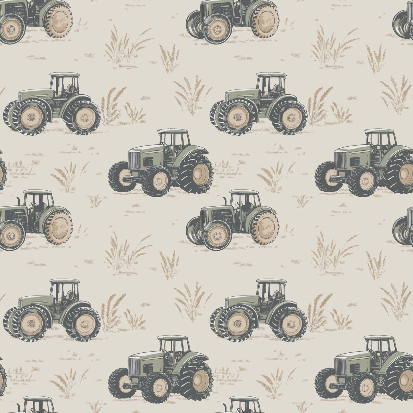 Rustic Tractors Digital Seamless Pattern