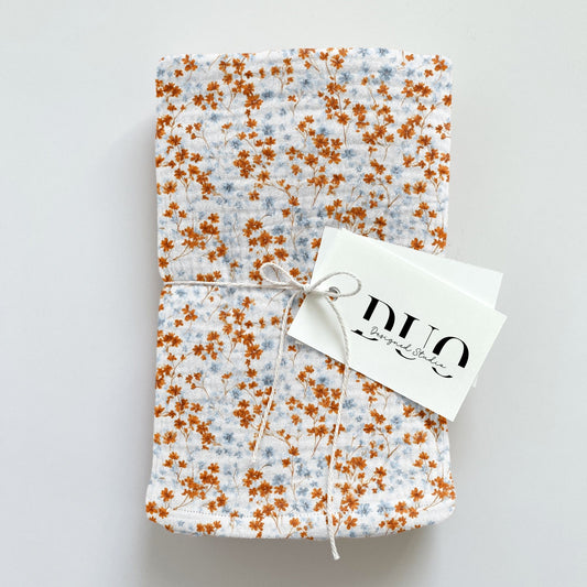 Rusty Blue Petals Digital Seamless Pattern
