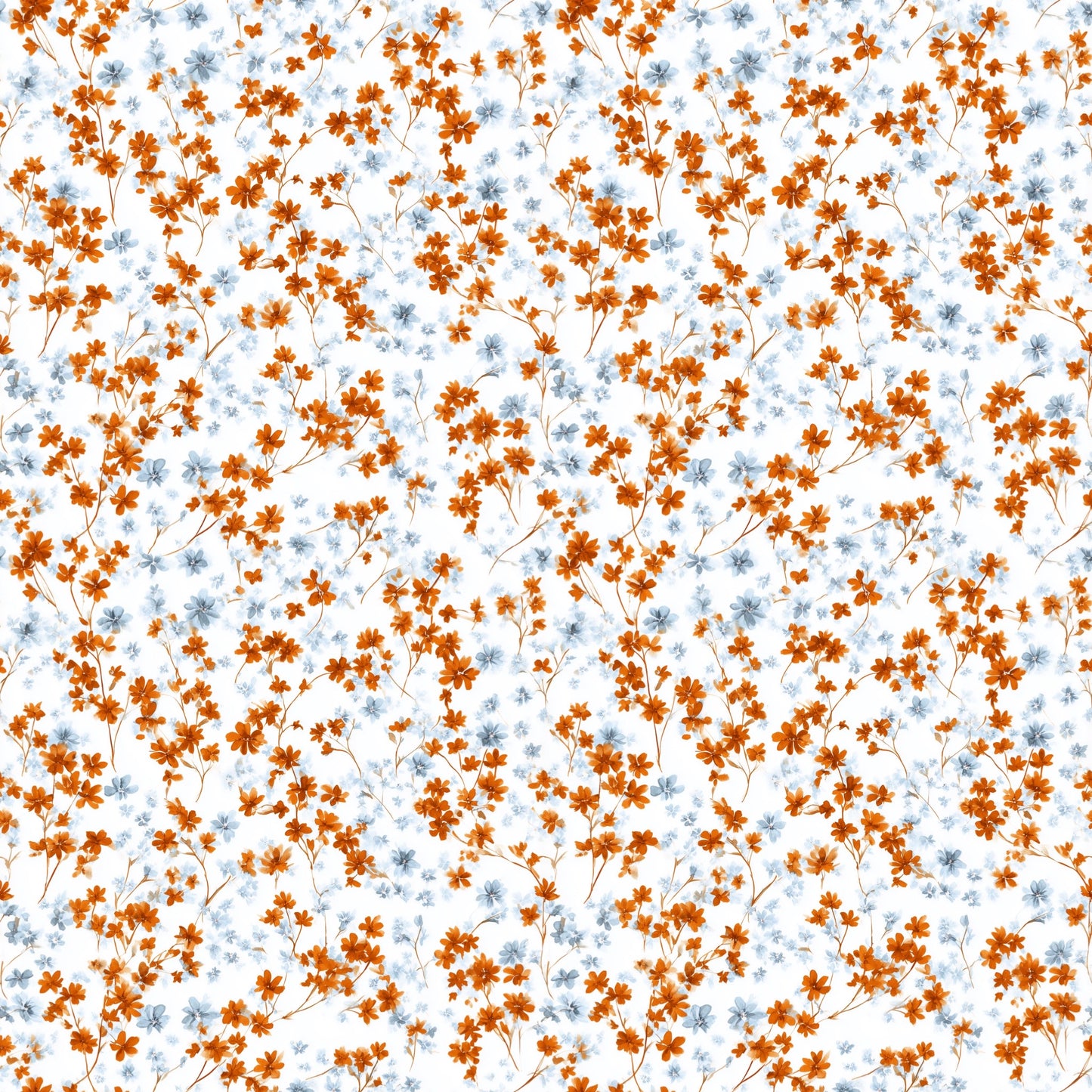 Rusty Blue Petals Digital Seamless Pattern