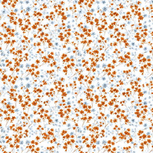 Rusty Blue Petals Digital Seamless Pattern