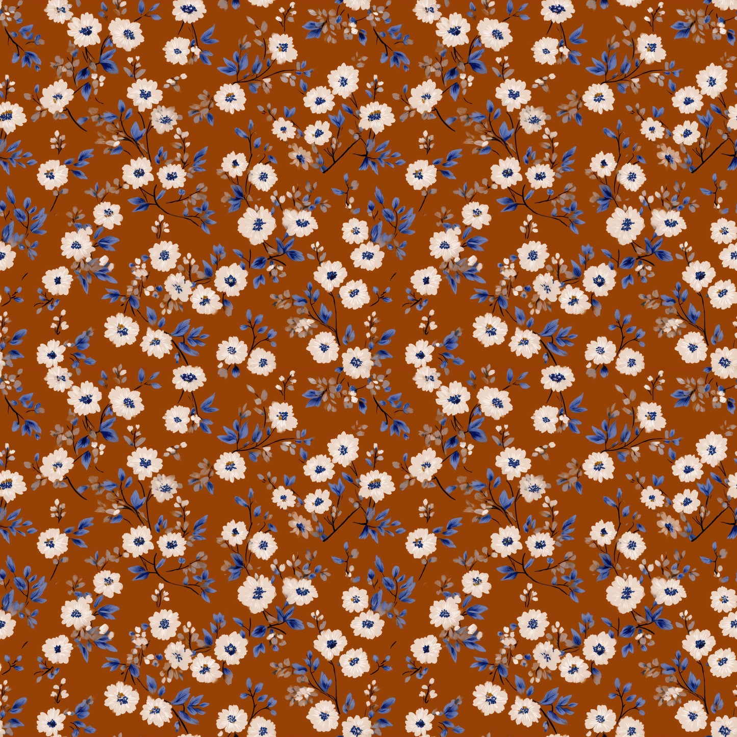 Rusty Ditsy Floral Digital Seamless Pattern