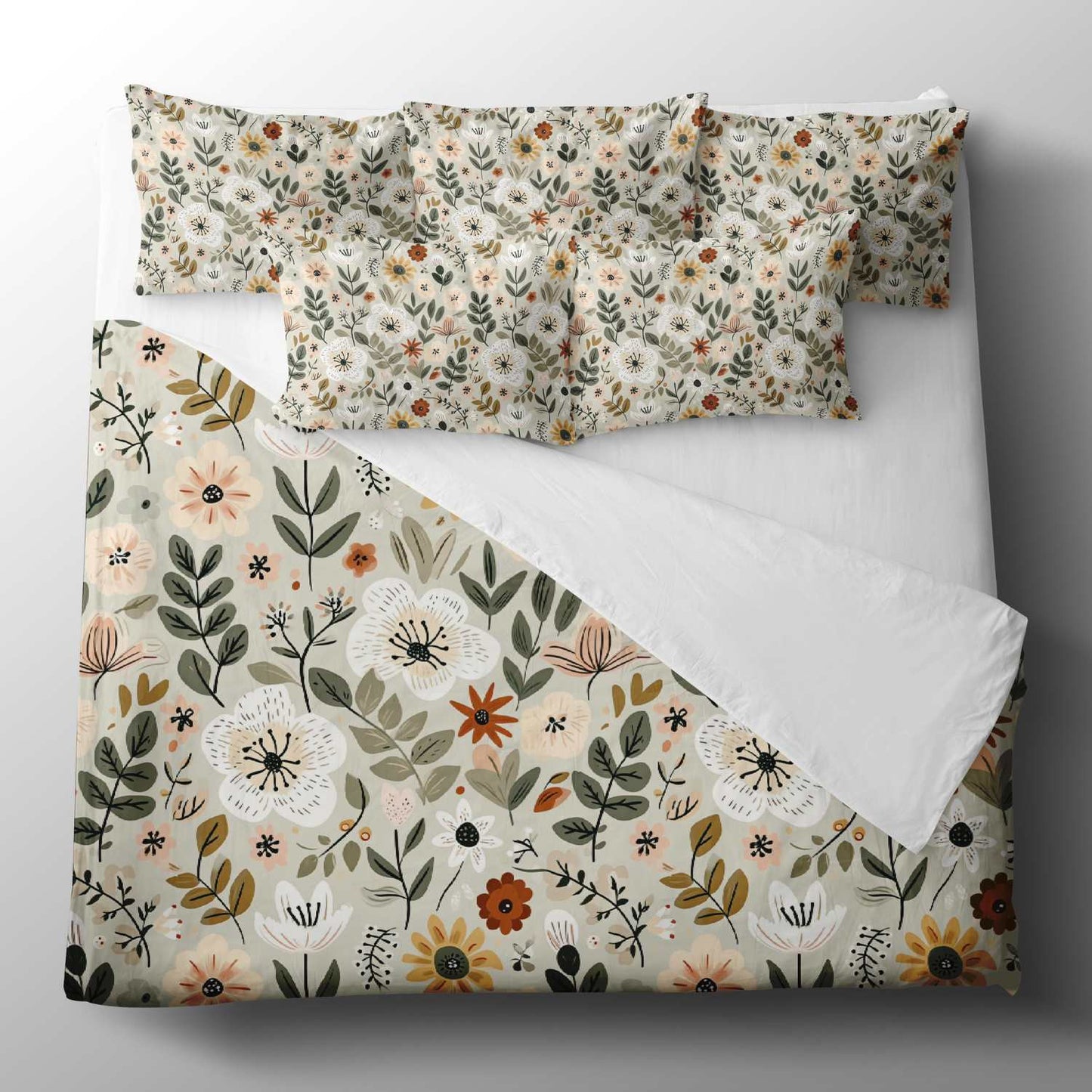 Sage Cream Floral Digital Seamless Pattern