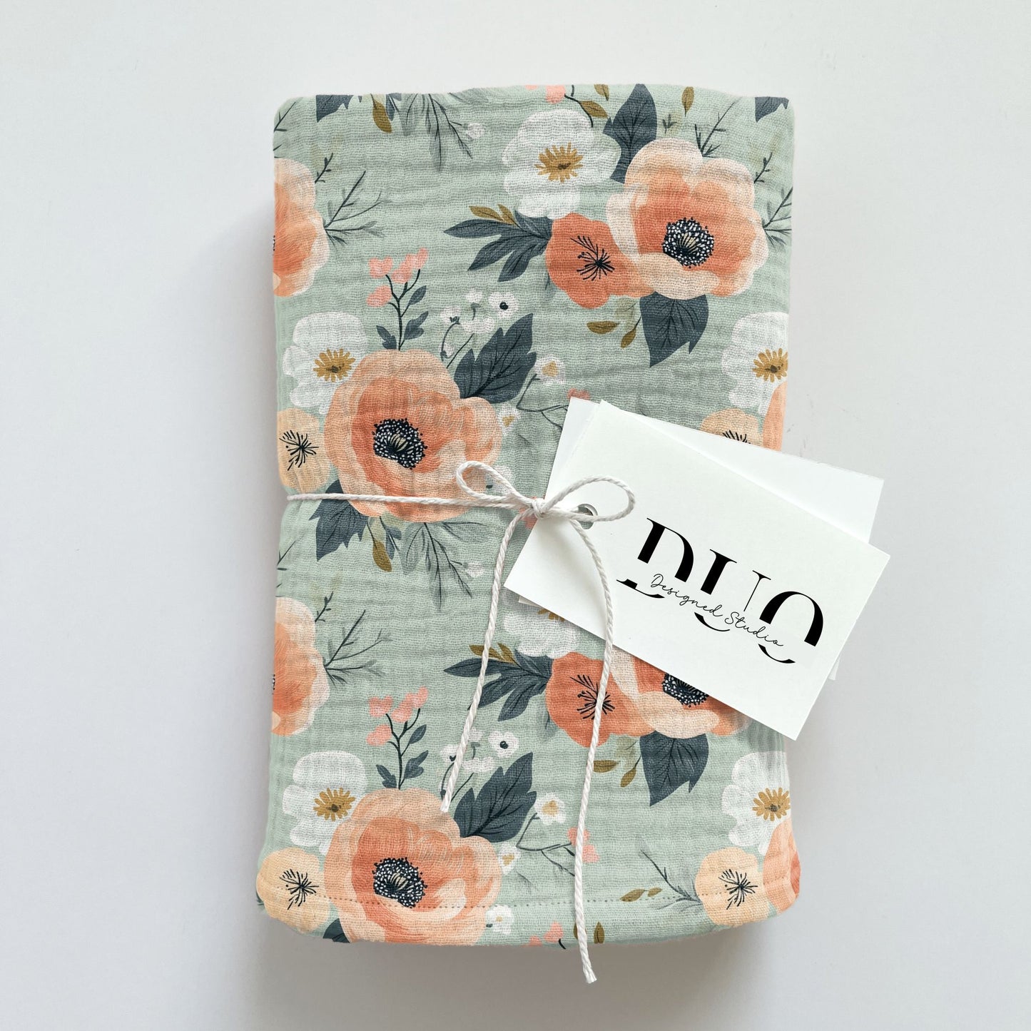 Sage Peach Floral Digital Seamless Pattern