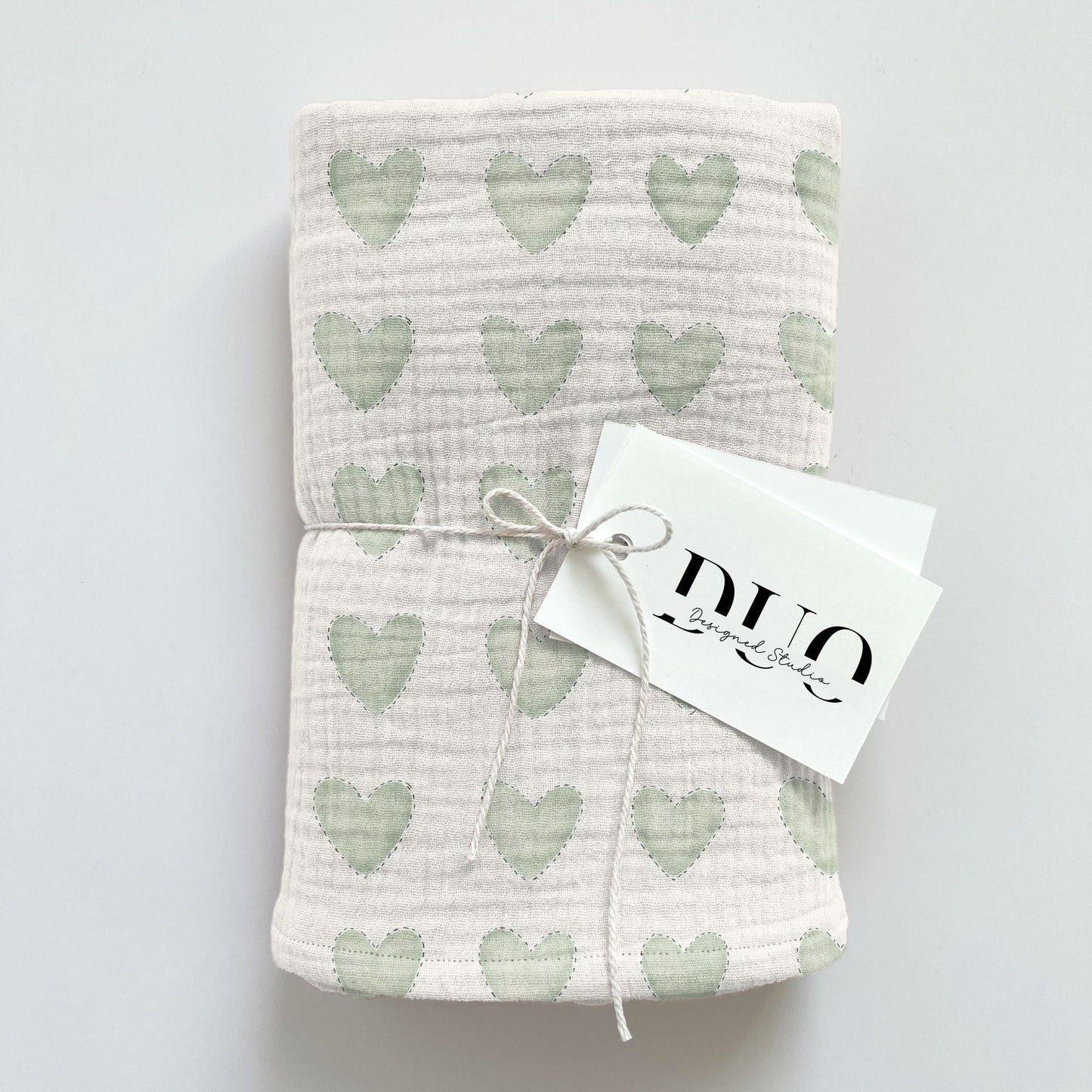 Sage Watercolour Hearts Digital Seamless Pattern