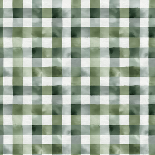 Sage White Gingham Digital Seamless Pattern