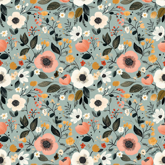 Sage & Pink Floral Digital Seamless Pattern