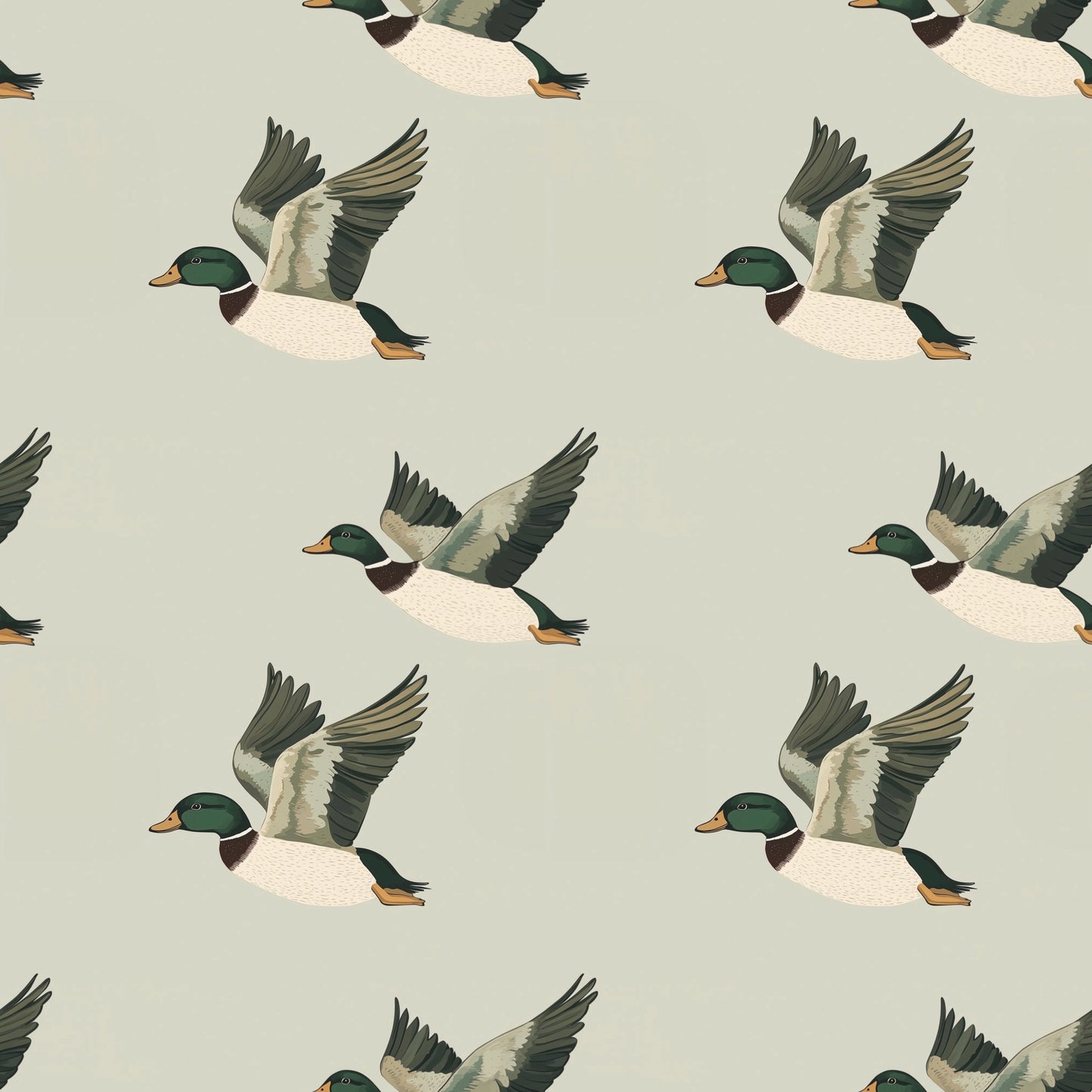 Sage Ducks Digital Seamless Pattern