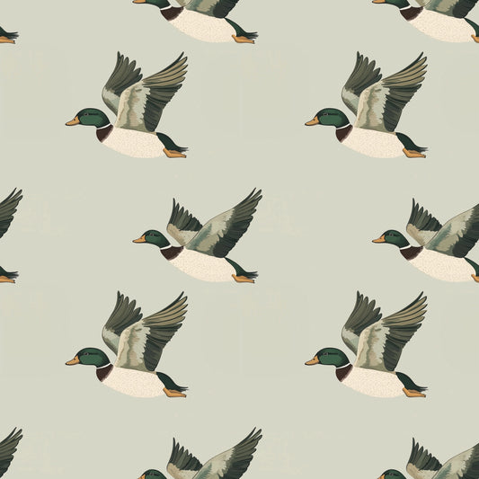 Sage Ducks Digital Seamless Pattern