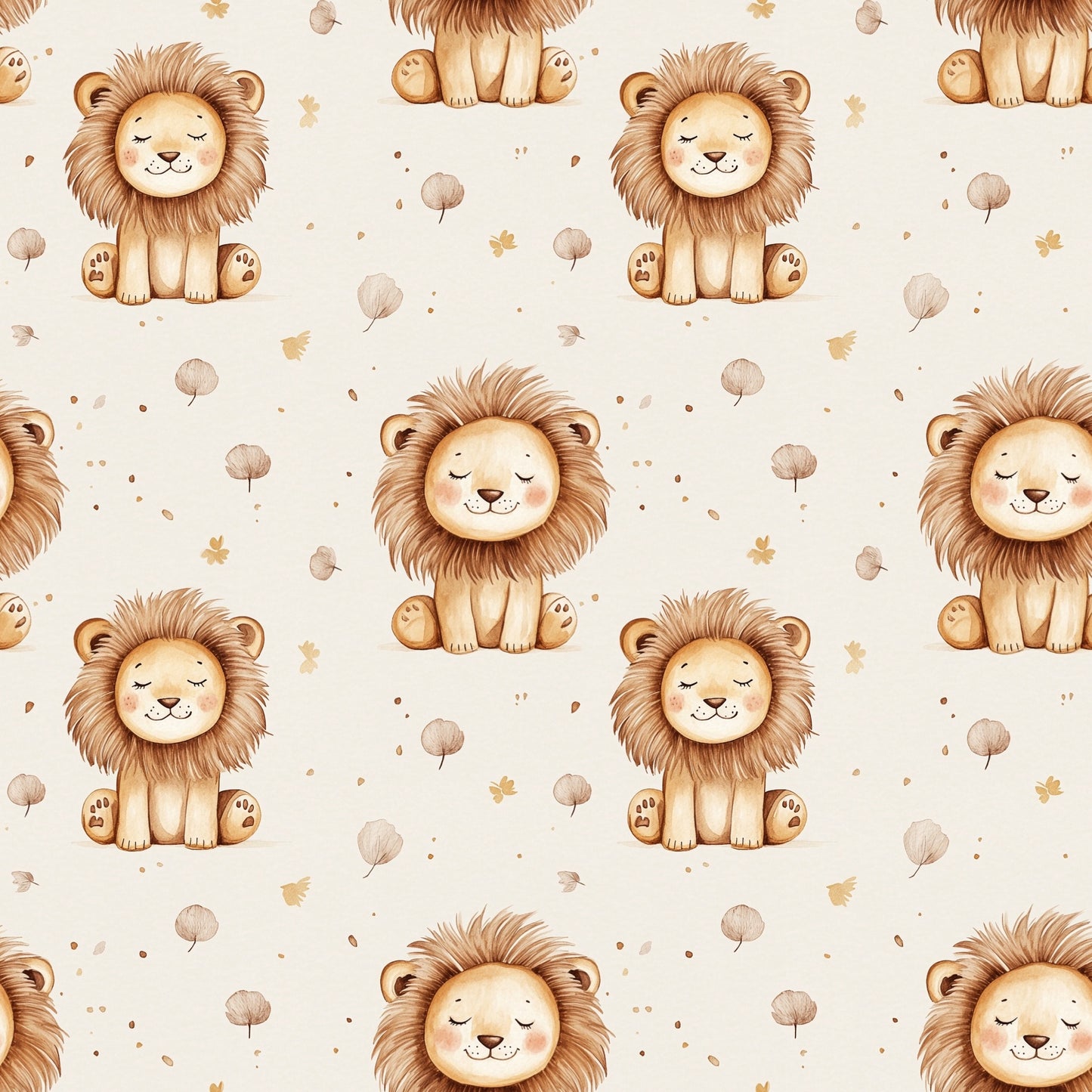 Cute Lion Digital Seamless Pattern