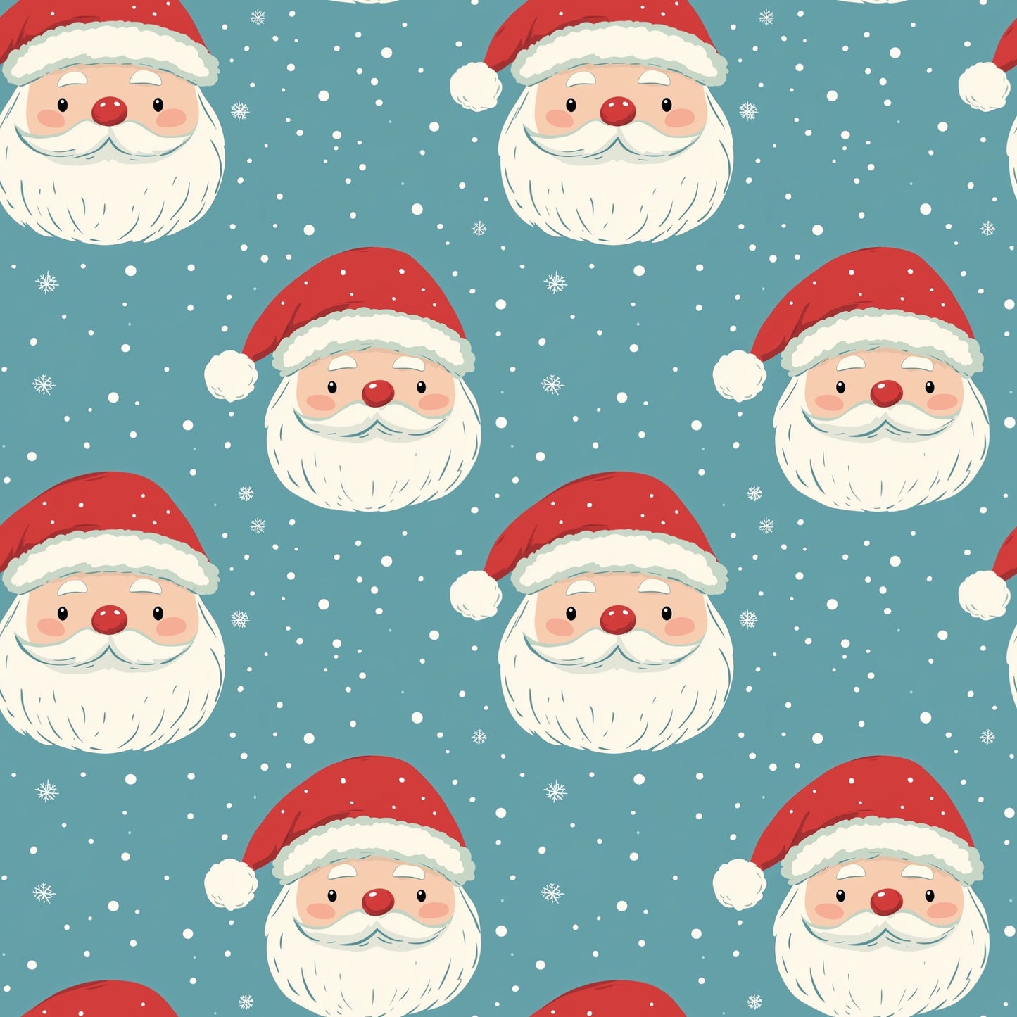 Blue Santa Claus Digital Seamless Pattern