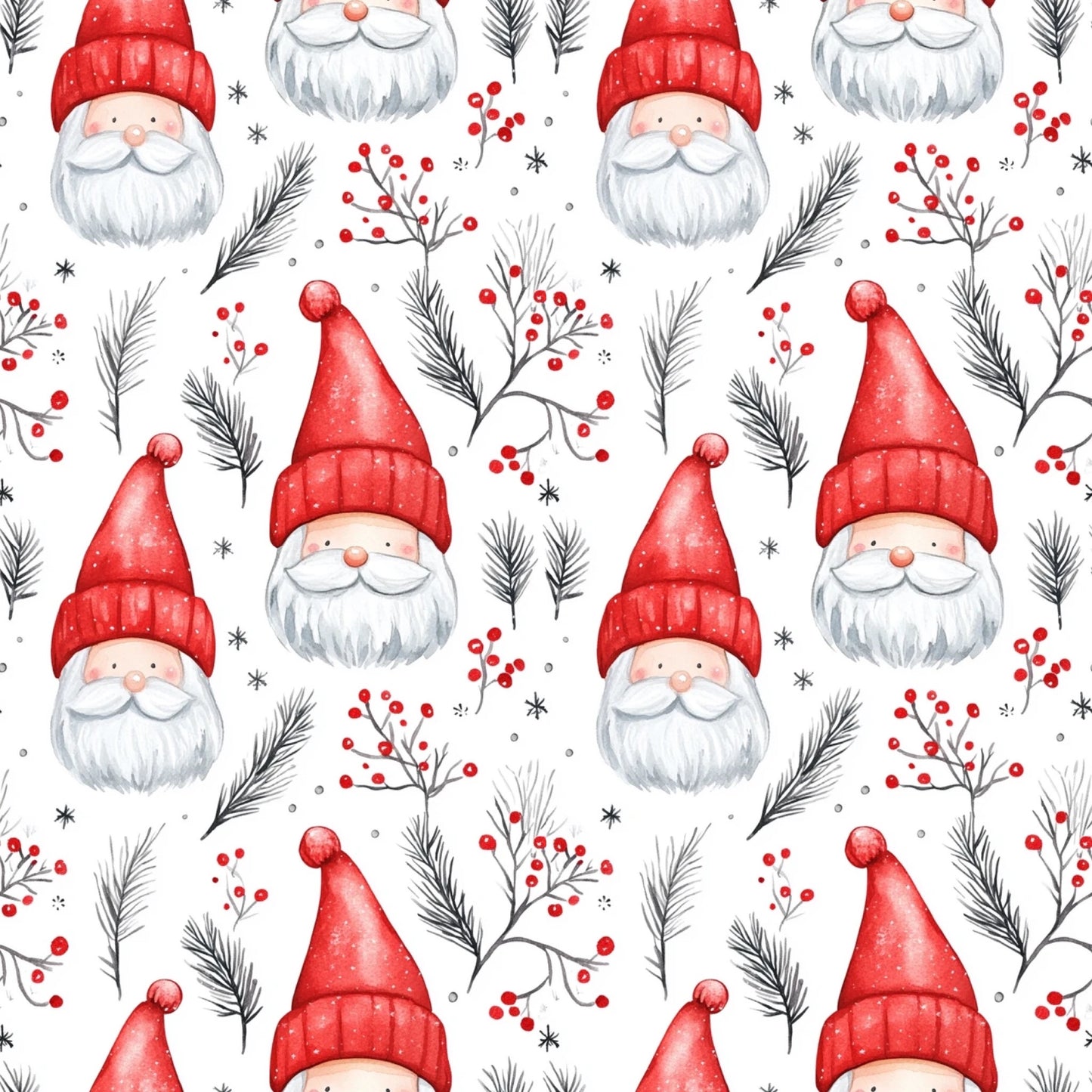 Santa Gonk Gnome Digital Seamless Pattern