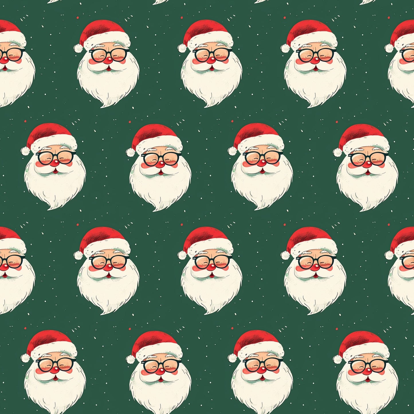 Dark Green Santa Claus Digital Seamless Pattern