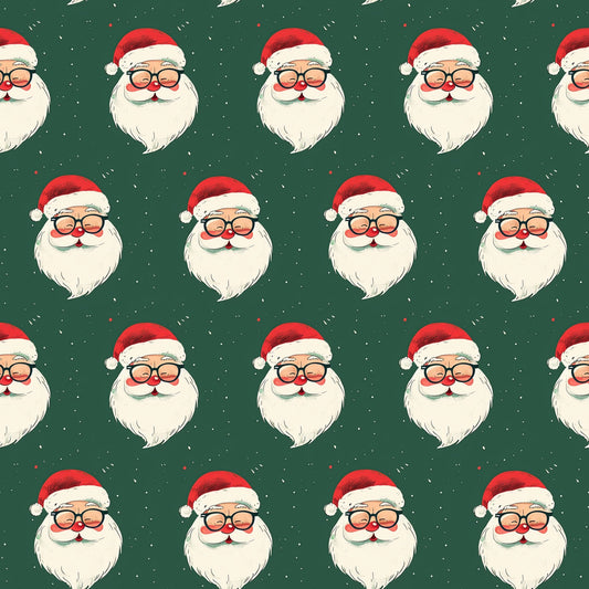 Dark Green Santa Claus Digital Seamless Pattern