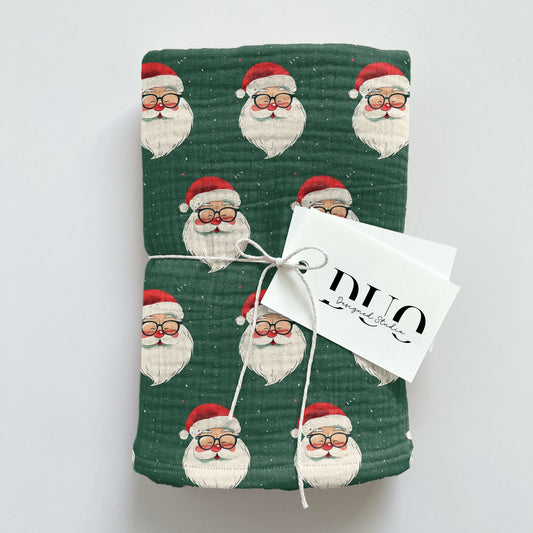 Dark Green Santa Claus Digital Seamless Pattern