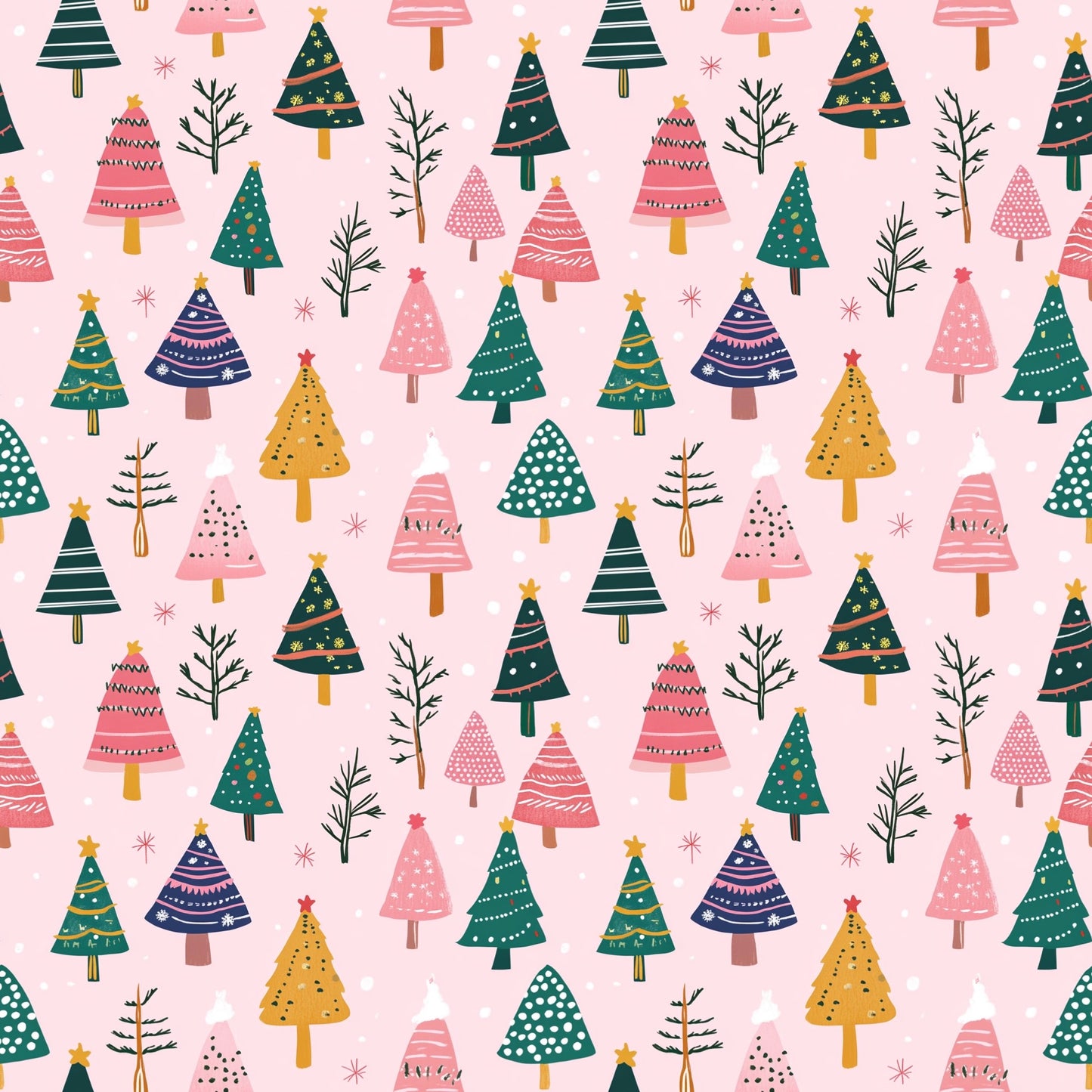 Scandi Christmas Trees Digital Seamless Pattern