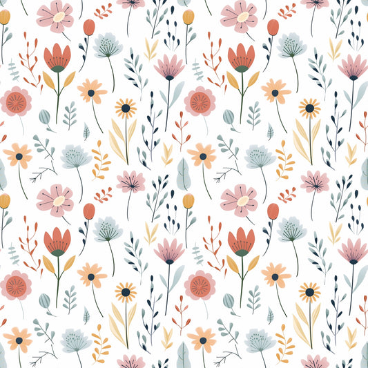 Scandi Flowers Digital Seamless Pattern