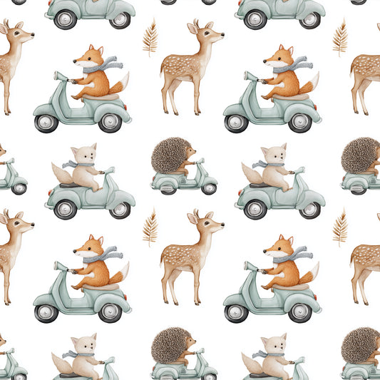 Scooter Animals Digital Seamless Pattern