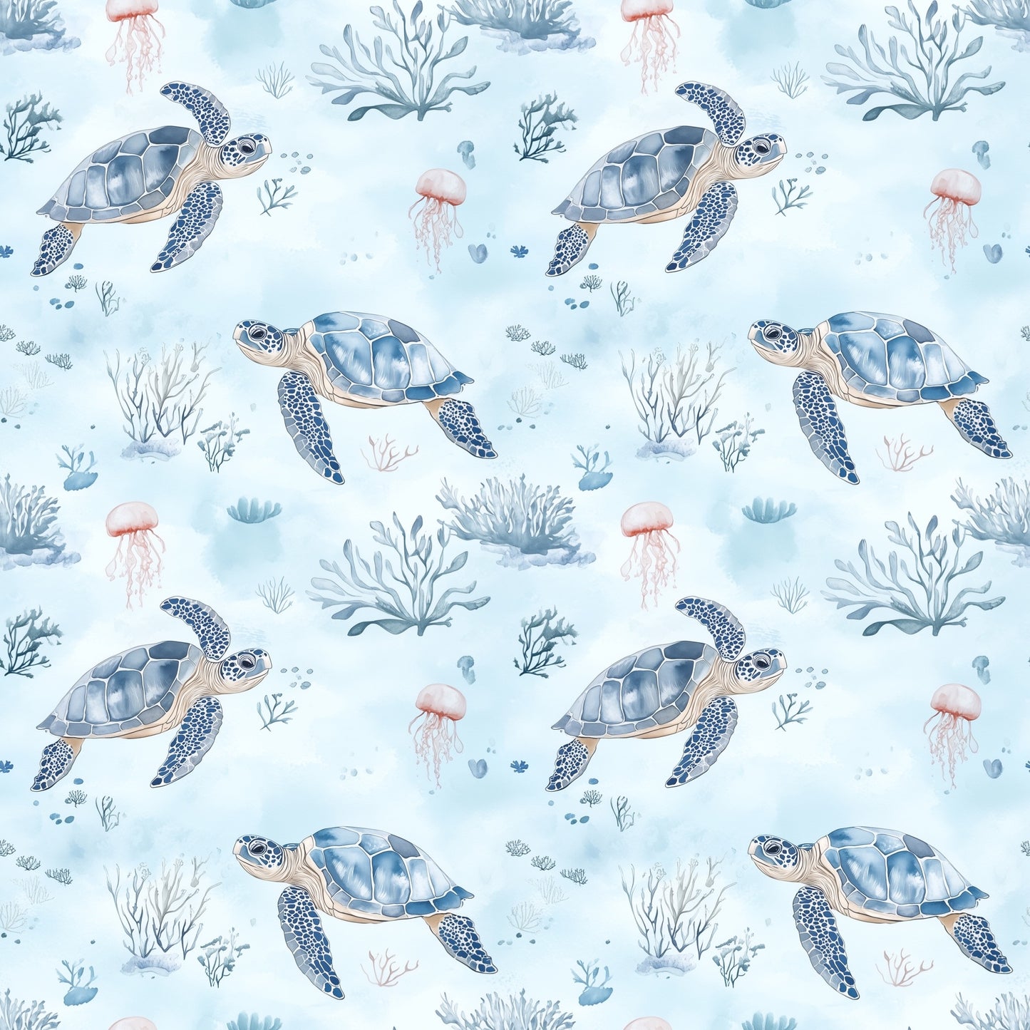 Sea Turtles Digital Seamless Pattern