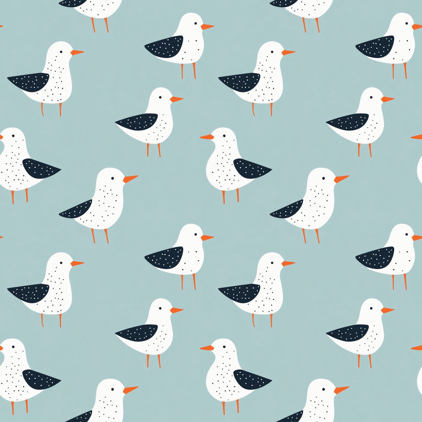 Dotty Seagulls Digital Seamless Pattern