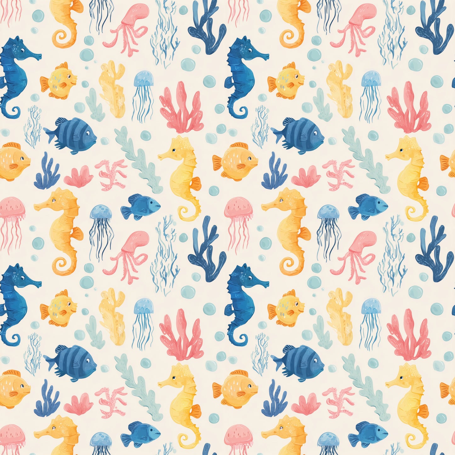 Pastel Sealife Digital Seamless Pattern