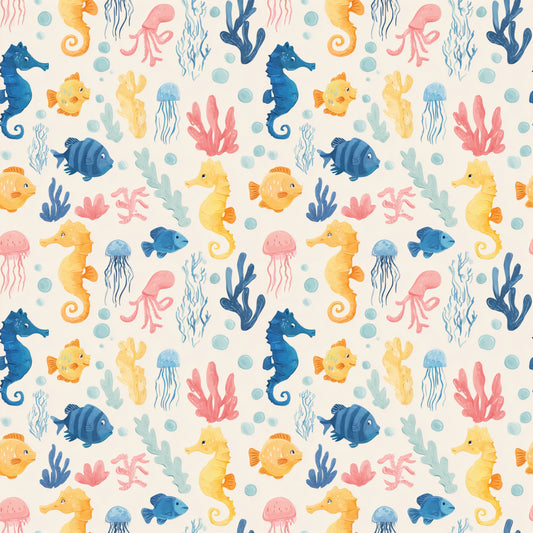 Pastel Sealife Digital Seamless Pattern