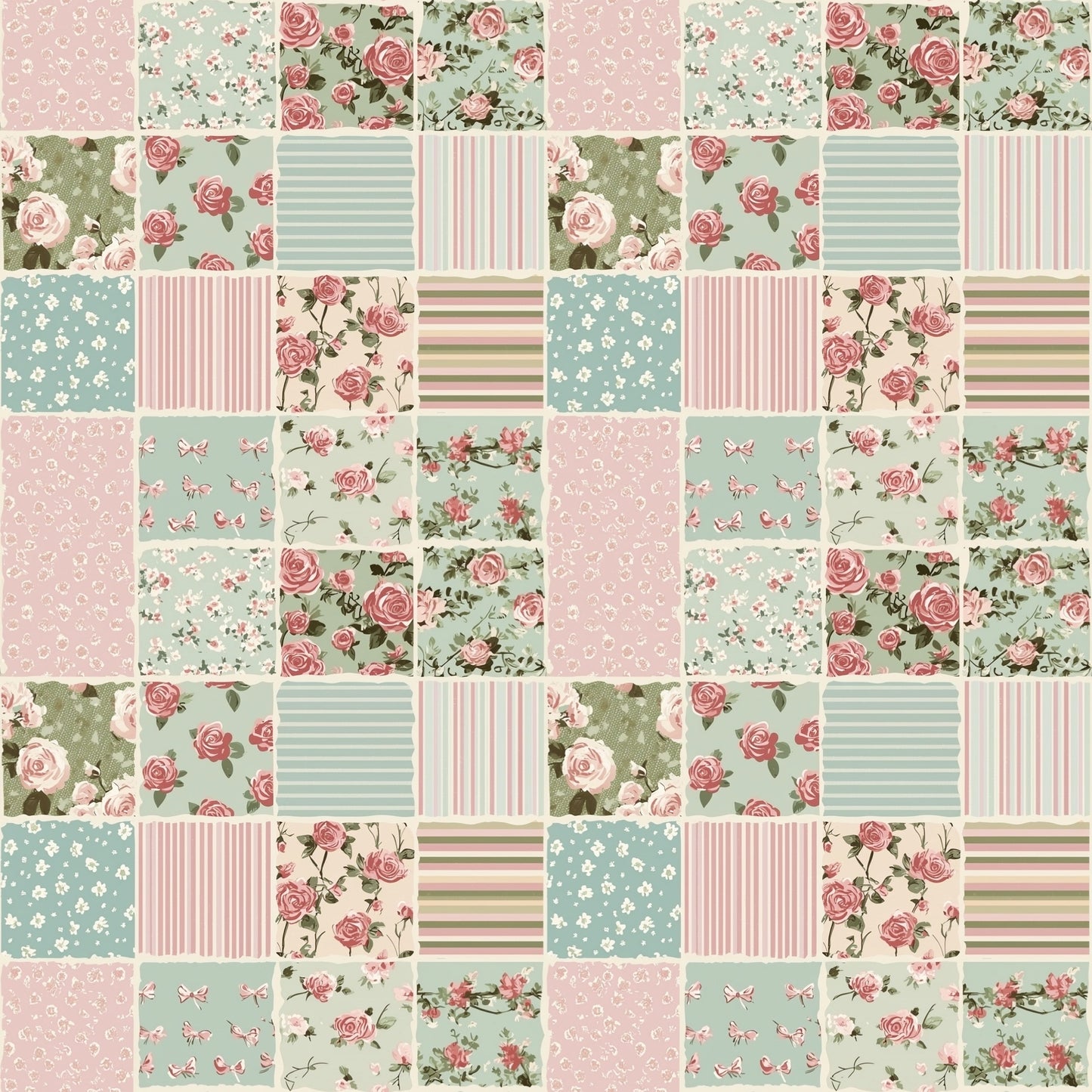 Shabby Chic Patchwork Digital Seamless Pattern