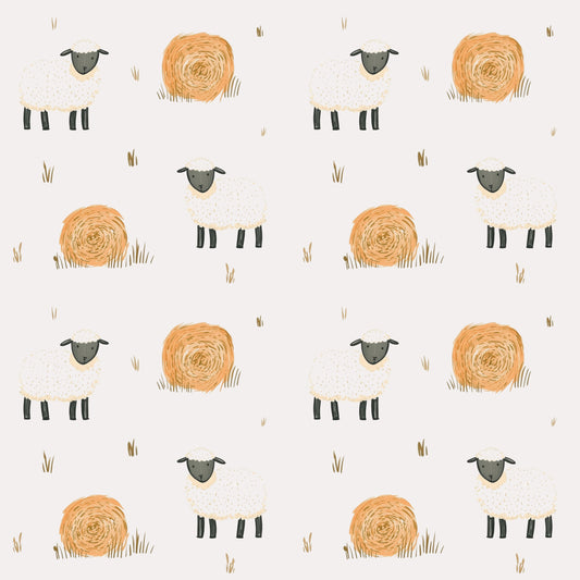 Sheep & Hay Digital Seamless Pattern