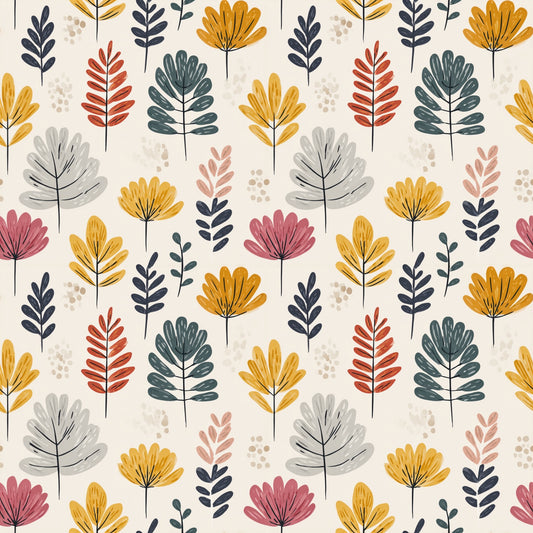 Simple Autumn Floral Digital Seamless Pattern