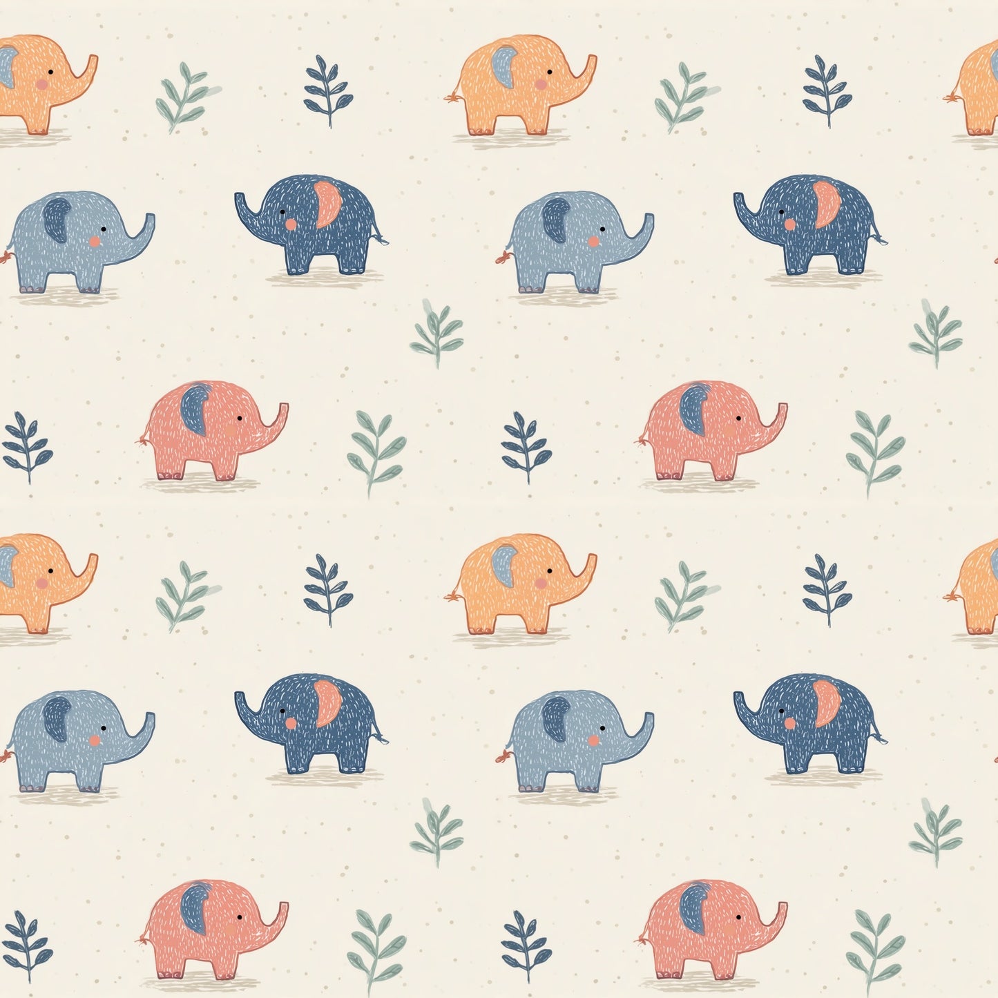 Simple Baby Elephants Digital Seamless Pattern
