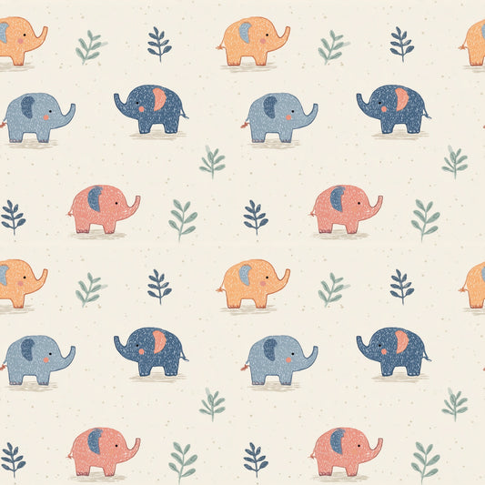 Simple Baby Elephants Digital Seamless Pattern