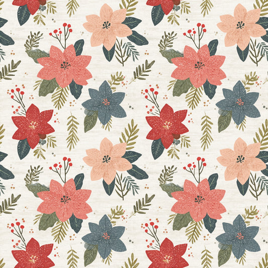 Simple Christmas Flower Clusters Digital Seamless Pattern