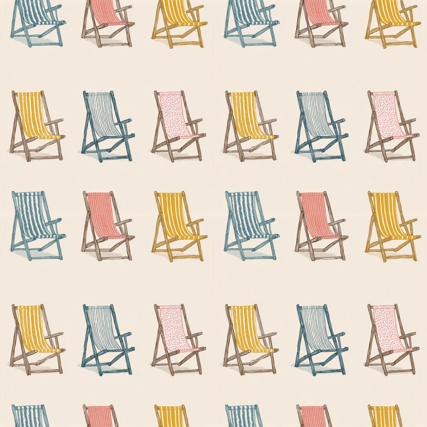 Simple Deckchairs Digital Seamless Pattern