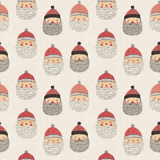 Simple Happy Santa Faces Digital Seamless Pattern