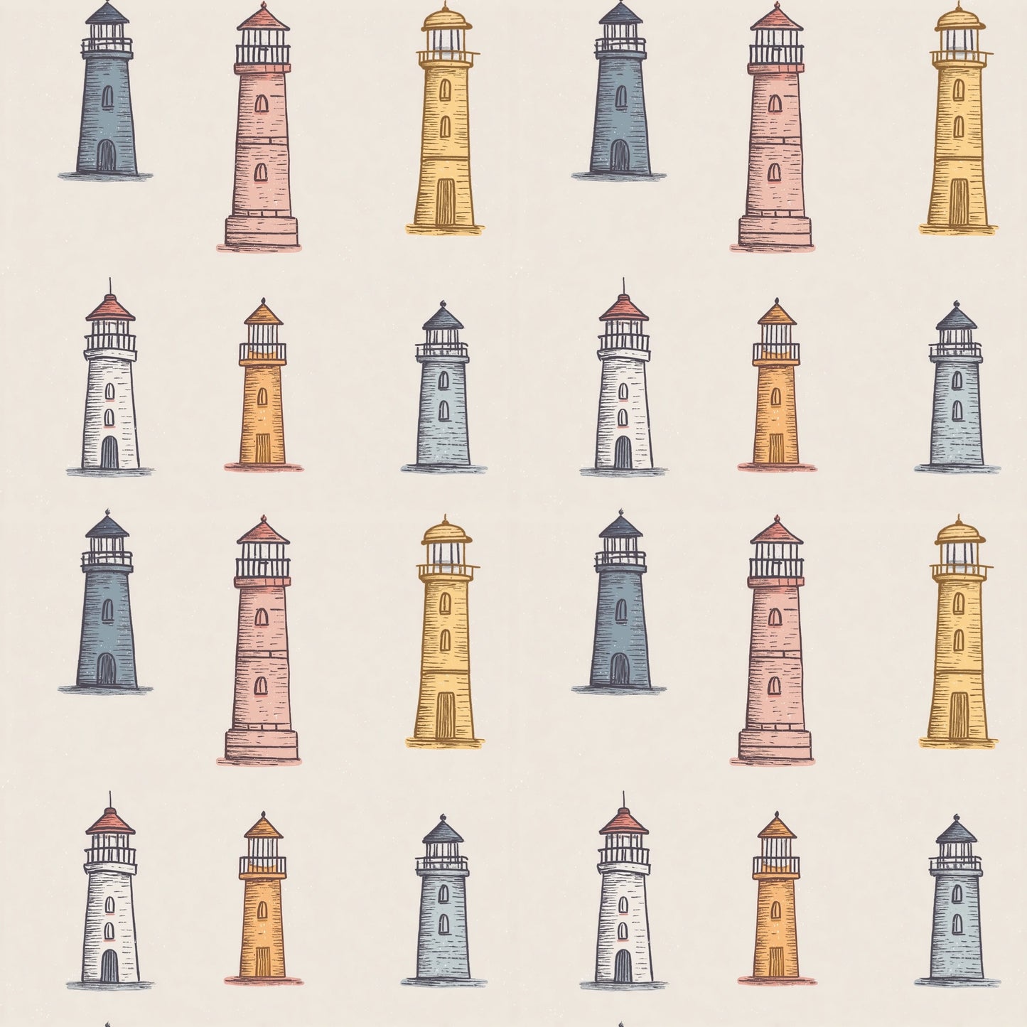 Simple Lighthouses Digital Seamless Pattern