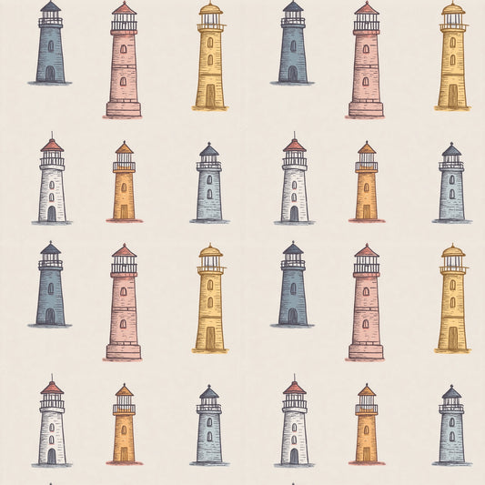 Simple Lighthouses Digital Seamless Pattern