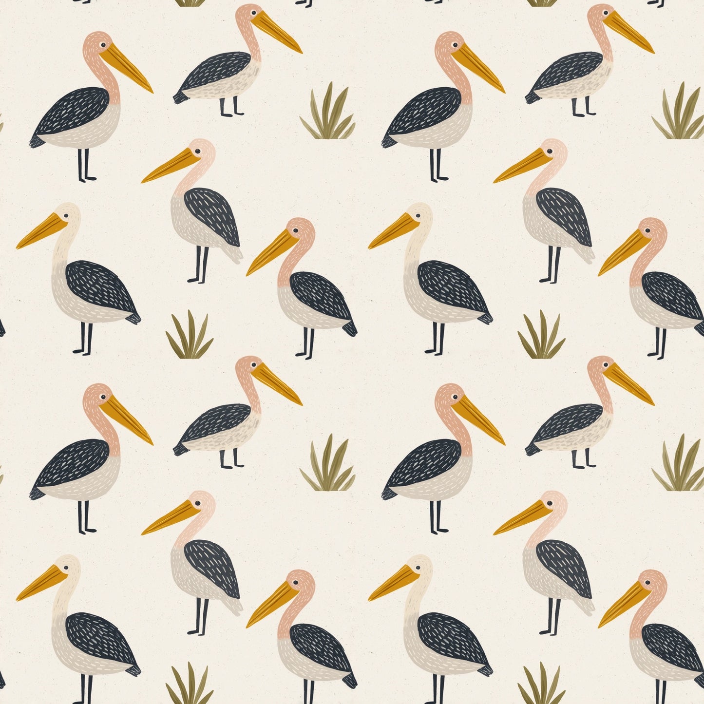 Simple Pelicans Digital Seamless Pattern