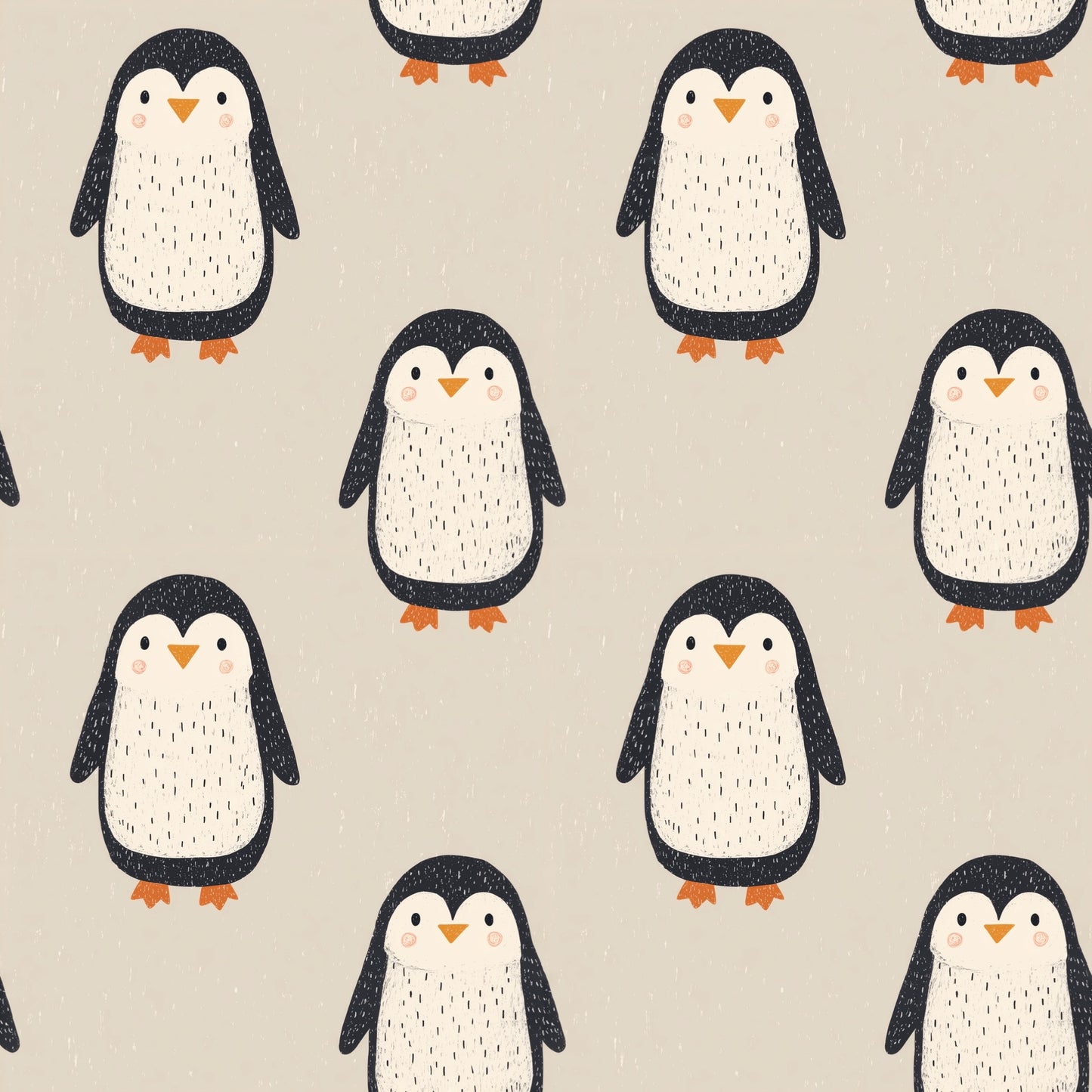 Simple Penguins Digital Seamless Pattern