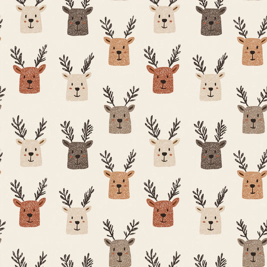 Simple Reindeer Faces Digital Seamless Pattern