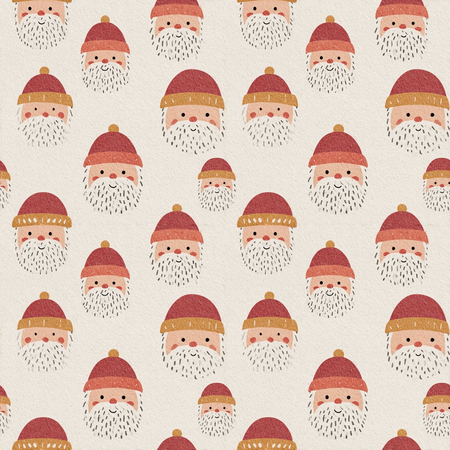 Simple Santa Faces Digital Seamless Pattern