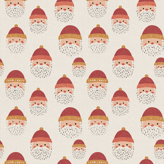 Simple Santa Faces Digital Seamless Pattern