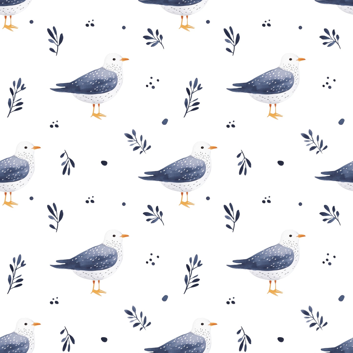 Simple Seagulls Digital Seamless Pattern