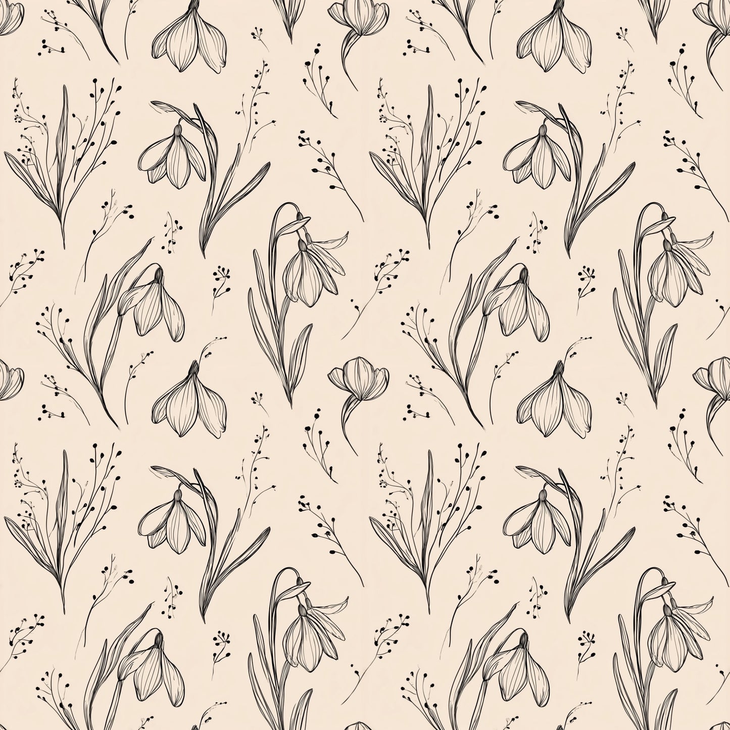 Simple Snowdrops Digital Seamless Pattern