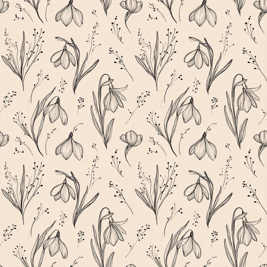 Simple Snowdrops Digital Seamless Pattern