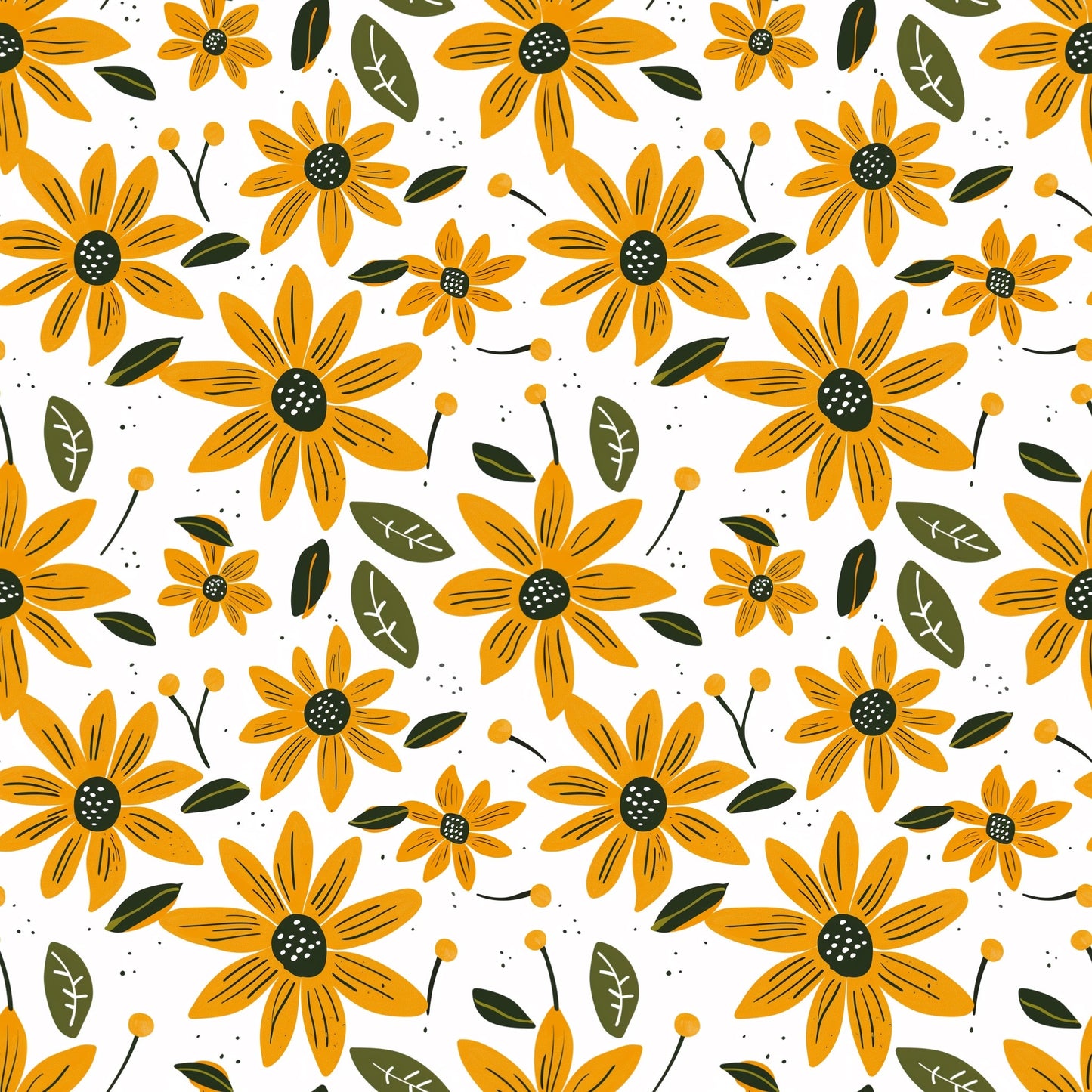 Simple Sunflowers Digital Seamless Pattern
