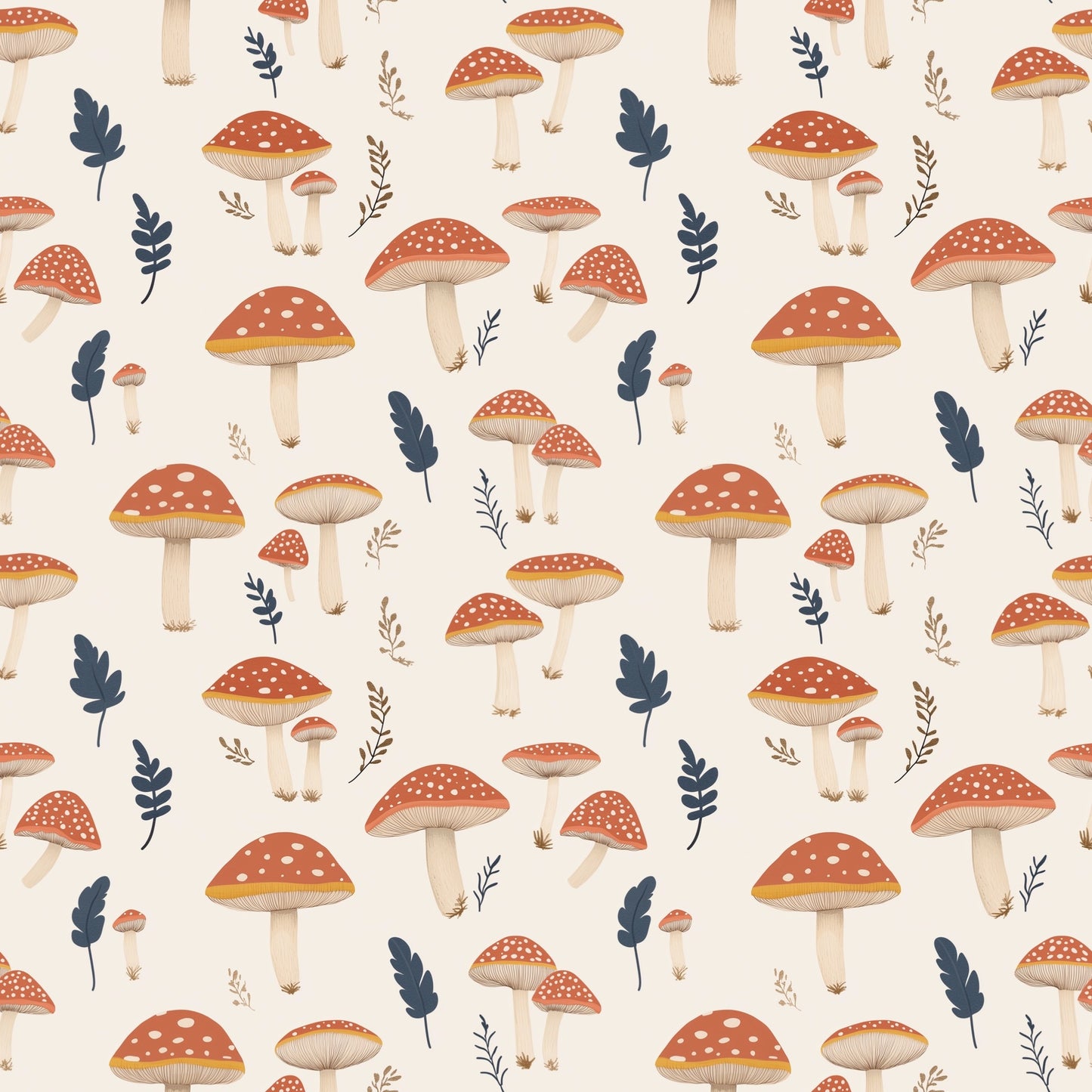 Toadstool Forest Digital Seamless Pattern