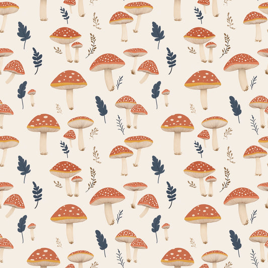 Toadstool Forest Digital Seamless Pattern