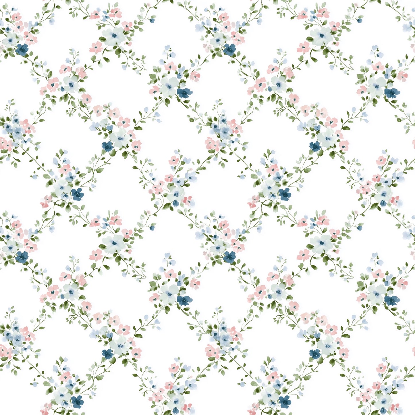 Simple Watercolour Floral Digital Seamless Pattern