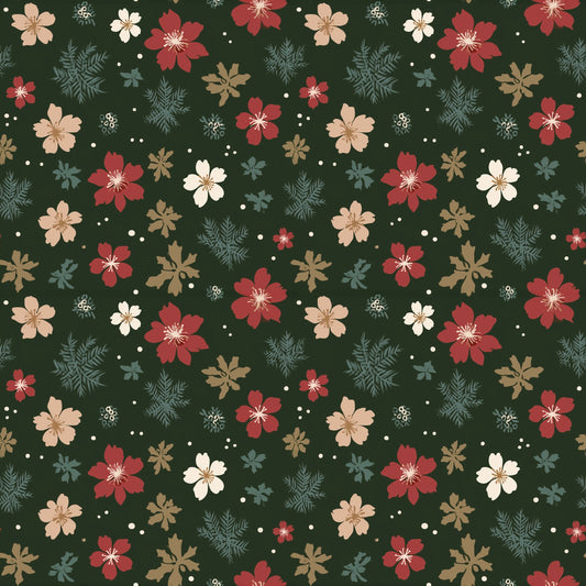 Simple Winter Floral Digital Seamless Pattern
