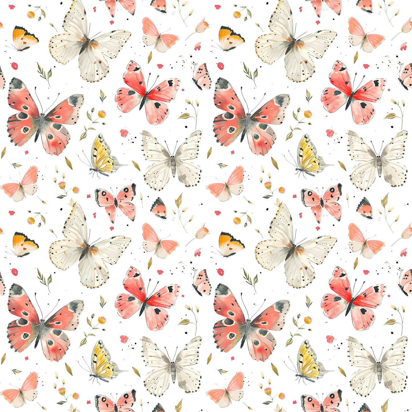 Sketched Butterflies Digital Seamless Pattern